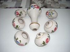 LOT 7 PIECES DETACHEES FAIENCE CERAMIQUE CRAQUELEE POUR LUSTRE LUMINAIRE LAMPE