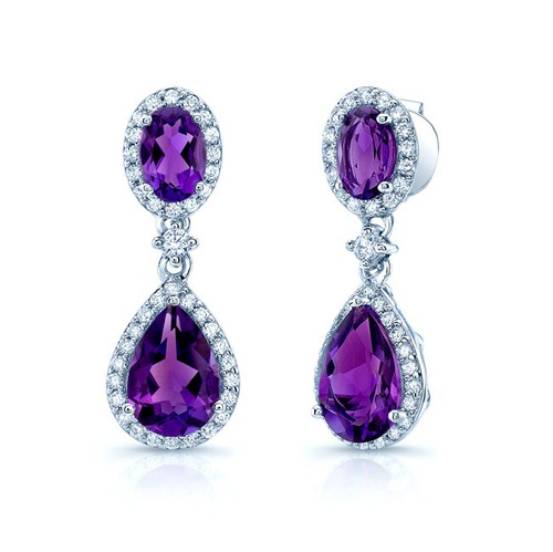 Améthyste diamant oreilles - améthyste,
