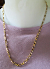 élégant collier Chaîne Figaro Plaqué Or poinçonné 49 cm bijou vintage 1791