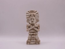 Statuette tiki maya aztèque blanche, sculpture tribale ethnique déco