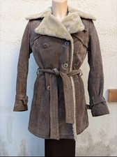 Manteau chaud cuir retourné
