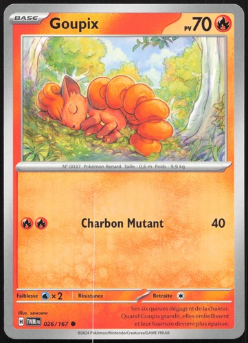 Carte pokémon goupix 026 - goupix, 026/167