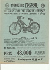 FAVOR CYCLOMOTEUR - CPJ JUNIOR + CAL VAL ALTER - 1953 / catalogue brochure 