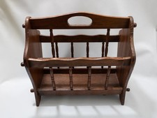 Ancien porte-revues vintage bois massif, charme rustique déco salon