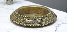 Bol Rond En Laiton Antique Original Ancien Fait Main Finement Gravé