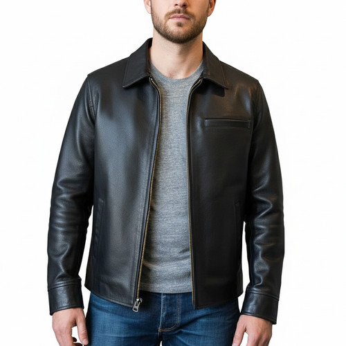 Veste moto cuir d agneau - de, d'agneau
