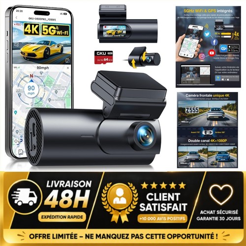 Gku dashcam avant arrière - gku, 4k