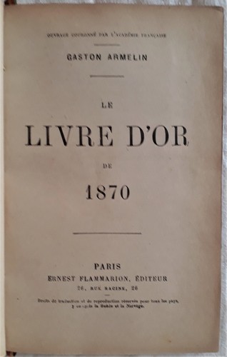 Gaston armelin le livre - -,