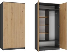 Armoire BDW 2 portes, 6 étagères, armoire pour chambre à coucher