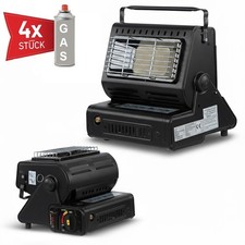 Chauffage gaz portable 2-en-1 réchaud butane céramique 1,3 kW + 4 cartouches