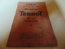 Tarif des pieces détachées de la motorette TERROT 125 type EDT 1936