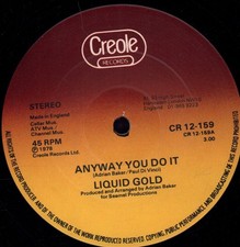 Liquid Gold De Toute Façon 12" Vinyle UK Creole 1978 En Carte Découpée Blanche