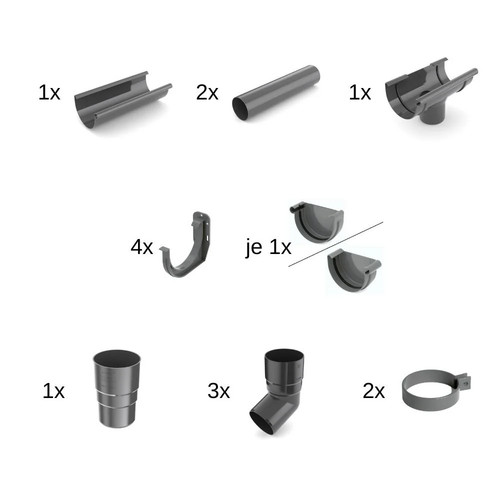 Kit gouttière graphite - 2m,