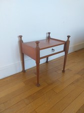 Chevet teck et tiroir blanc