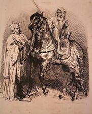 Théodore CHASSERIAU (1919 - 1856) Cavalier arabe montant en selle. Eau-forte