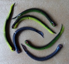 6 leurres souples peche Worm V-Tail ultra souple 13cm 3 couleurs X2