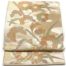 5336# Ceinture Kimono Japonaise Vintage Fukuro Obi Tissu Soie Traditionnel Or