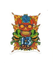 AUTOCOLLANT - TÊTE DE MORT VENDREDI 13 : BONES FRIDAY 13 HUMOUR  / STICKERS