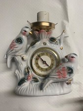 Lampe oiseaux avec horloge porcelaine