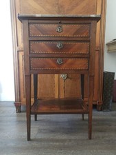 Chevet Écritoire  en Marqueterie XVIIIe siècle d’Époque Louis XVI Dessus Marbre