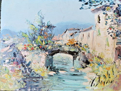 Tableau huile paysage signé - huile,