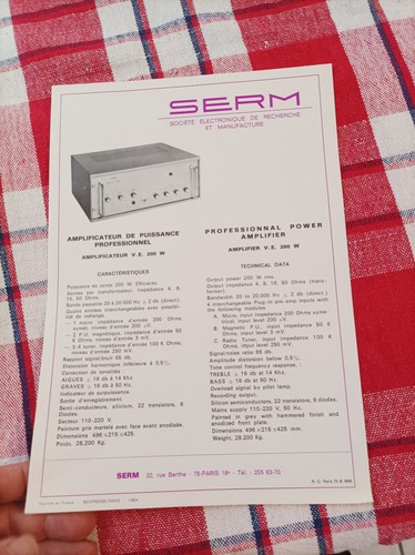 Ancienne fiche technique serm - ancienne,