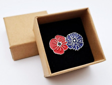 Insigne double Bleuet-Coquelicot (insigne boutonnière émaillé sur pin's) NEUF