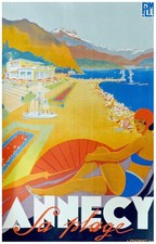 Affiche ancienne Annecy Plage