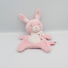 Doudou plat lapin rose blanc