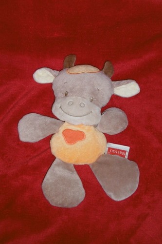 Doudou peluche semi plat vache - semi-plat,