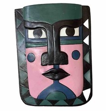 Masque Bois Peint Ethnique Naïf Couleurs Pop Vintage Années 1990