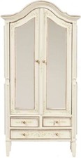 Armoire Miroir Florale Blanche Pour Poupées JBM Mobilier De Chambre 1:12