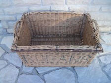 Grand PANIER A LINGE EN OSIER et BOIS vintage, malle ou panière authentique