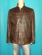 veste parka SERGE BLANCO en cuir agneau marron taille L