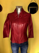 jolie veste courte perfecto cuir rouge ZNJ taille 38 fr (40i) EXCELLENT ETAT