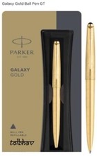 Parker Galaxy Plaqué Or Corps Pince Stylo à Bille Bp Gt Bord Fin Bleu Encre Neuf