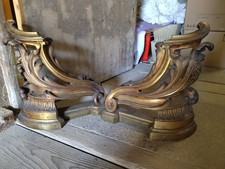 Paire de chenets en bronze Louis XV bronze doré Napoleon 3