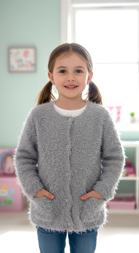 Joli gilet fille - angora, gris
