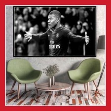 TOILE IMPRIMEE KYLIAN MBAPPE POSTER PHOTO FOOTBALL MAILLOT PARIS PSG KM7 BALLON