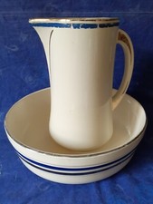 Ensemble Broc et Bassin de toilette en céramique " Moulin des loups " vers 1930