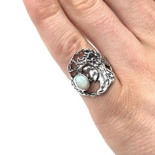 Bague en argent 925 dans le style Art Nouveau bijoux femme opale tête de...