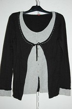 CASUAL Chic Twin Set MISS CAPTAIN 34/36 CARDIGAN Ouvert GILET boutonné contrasté