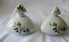Ensemble Boite à poudre + Flacon parfum - Porcelaine de Limoges.