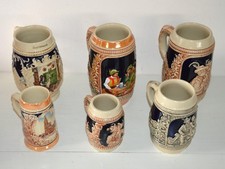 LOt 6 anciennes chope à bière tasse Alsace Germany FISHER STAFFEL GERZIT vintage