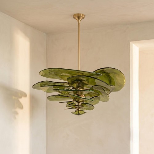 Lustre feuilles verre - feuilles, vert
