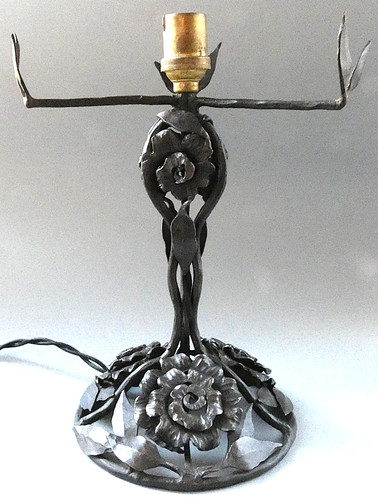 Pied lampe fer forgé - forgé, art