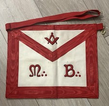 Ancien tablier cuir Maître franc-Maçon REAA  maçonnerie Rite Écossais