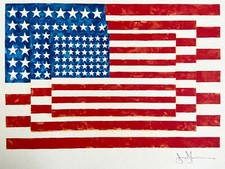 Jasper Johns Lithographie COA Numérotée Crayon Signée Op (Robert Rauschenberg)