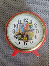 Ancien Petit Réveil Vintage Rouge Indien Tipi Made In Germany 