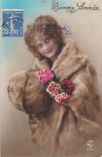 CP BONNE ANNEE FEMME ELEGANTE